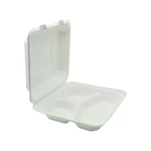 Embalagens Porta Menú em  fibra de cana de açúcar – TRÊS DIVISÒRIAS- 236x229x47 mm (caixa – 250u)